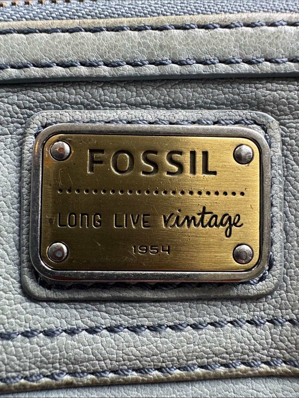 Fossil Emory Blue Leather Wallet Organizer Zip Long Live Vintage 1954 - Picture 11 of 11